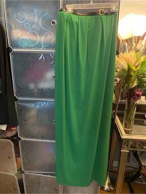 Moda International Strapless Maxi Dress in Green with Black Belt